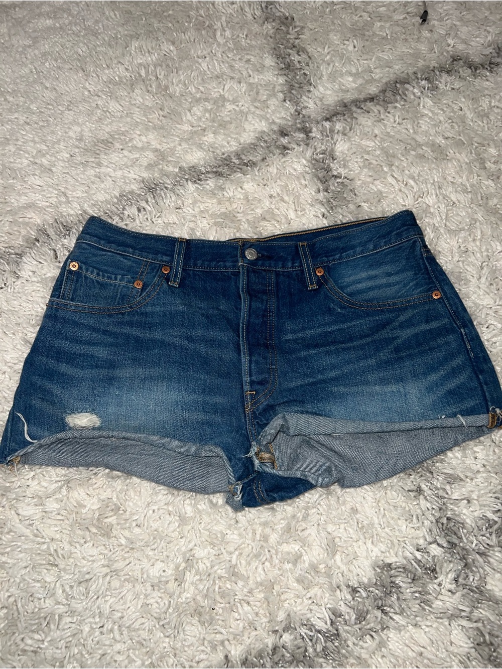 Women’s Levi’s Dark Blue Rolled-Hem Denim Jean Shorts